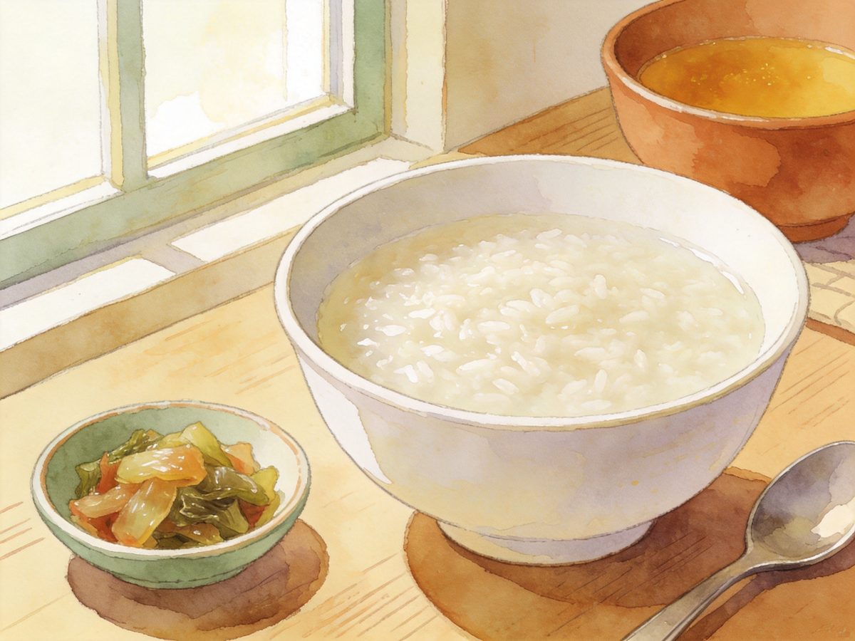 A bowl of plain rice congee